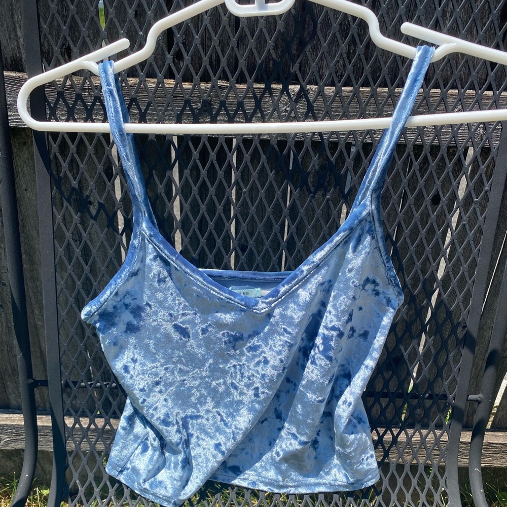 Super cute velvet blue top. Small
